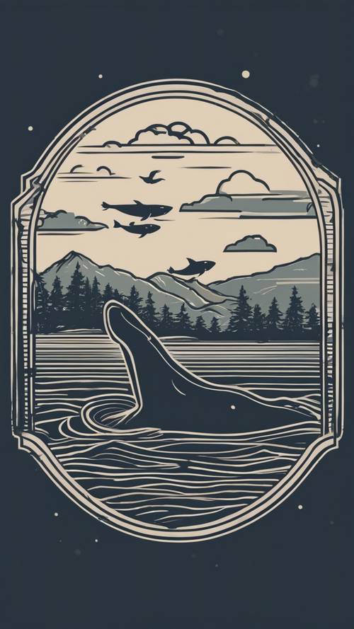 Minimalistyczny projekt logo ekologicznej organizacji zajmującej się ochroną wielorybów.