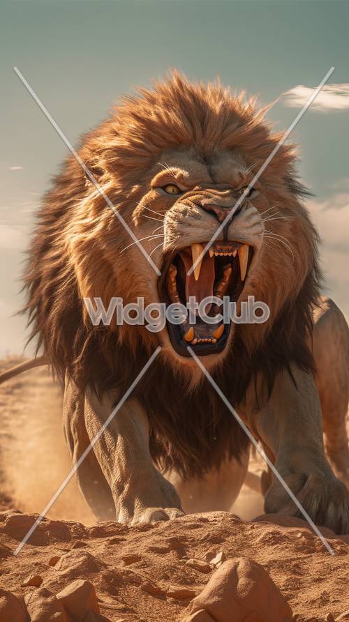 Mighty Roaring Lion in the Wild Tapet [d76d8b8697f04b538f4b]