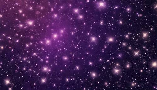 작은 반짝이는 별들이 있는 어두운 보라색 은하 패턴입니다.