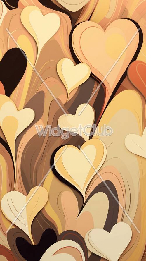Formes de cœur colorées et œuvres d&#39;art aux courbes douces