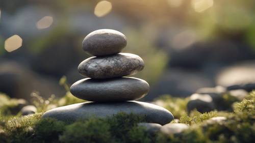 Una escena meditativa en torno a la resolución, con piedras zen equilibradas una sobre otra.