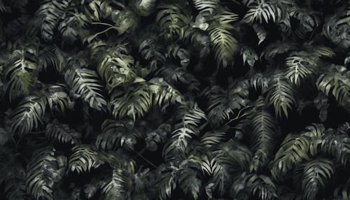 Dark, dense camouflage pattern inspired by the stealth of predators in night-time jungle. Tapeta na zeď [e8ff3f802425427bad5c]