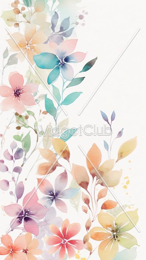Farbenfrohes Blumen- und Blätterdesign für Ihren Bildschirm