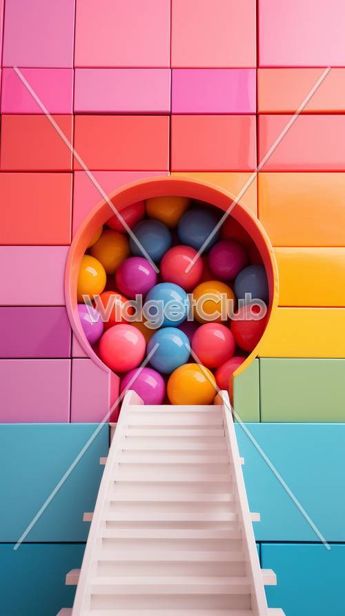 Boules colorées dans une découpe de cercle