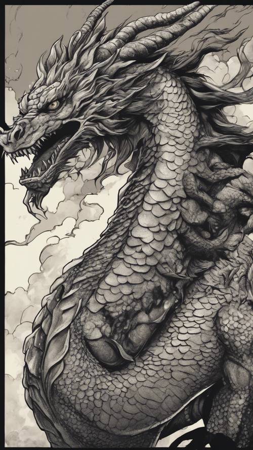 Un dragón japonés dibujado como personaje de un cómic de superhéroes.