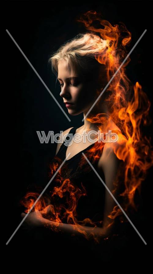Ritratto mistico della ragazza del fuoco