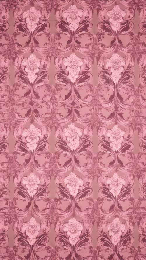 Ein Vintage-Tapetenmuster mit rosa Damast-Design