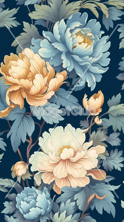 Beautiful Blue and Beige Floral Design