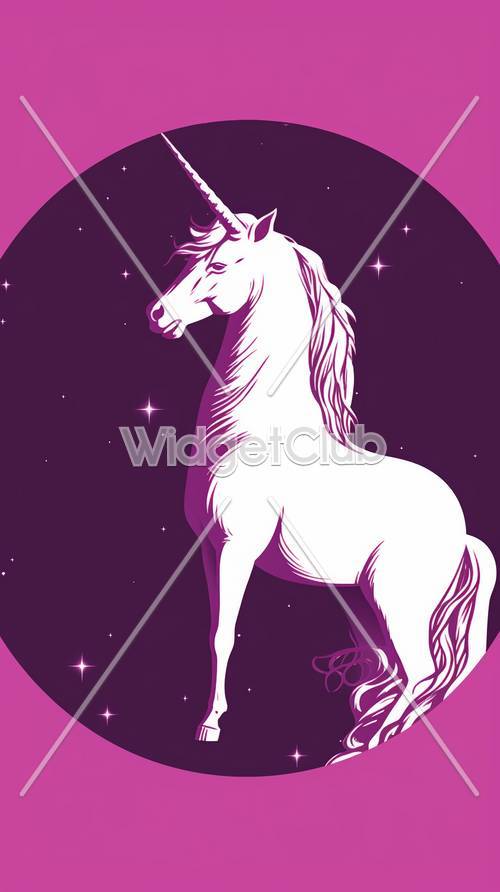 Licorne violette magique sous les étoiles