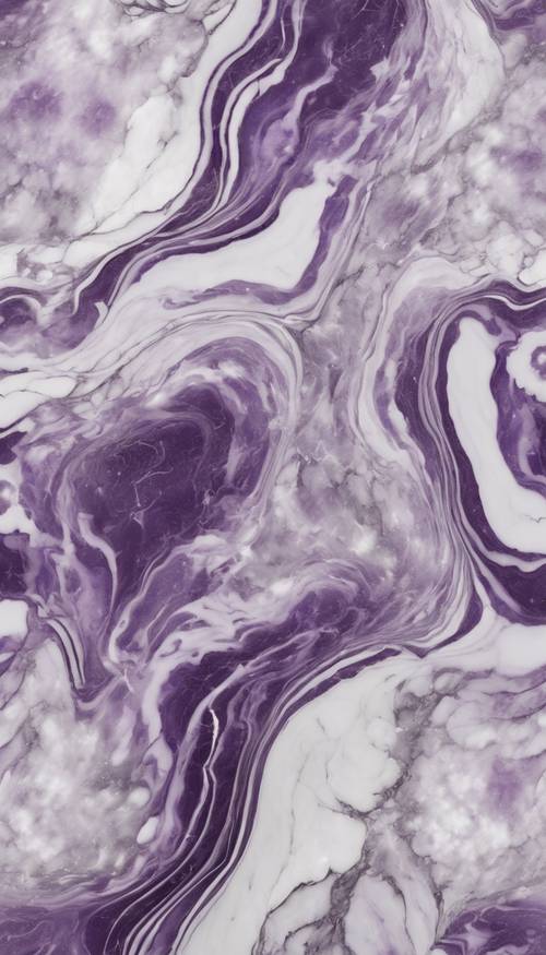 Wunderschönes nahtloses Muster aus violetter und weißer Marmorstruktur, die ineinander wirbelt