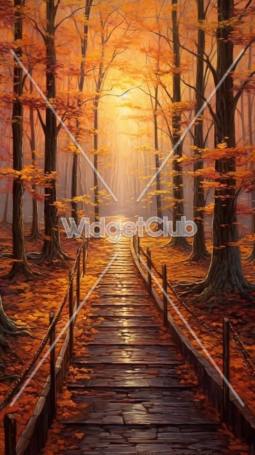 Chemin forestier d&#39;automne enchanté