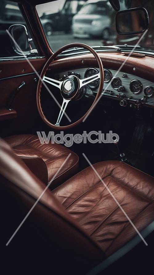 Wnętrze klasycznego samochodu z eleganckimi skórzanymi siedzeniami