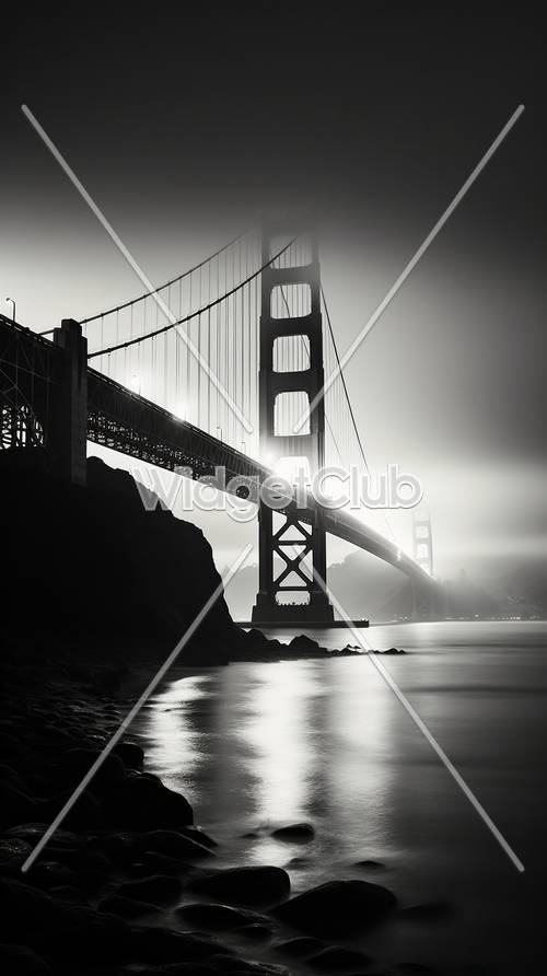 Puente Golden Gate brumoso en blanco y negro