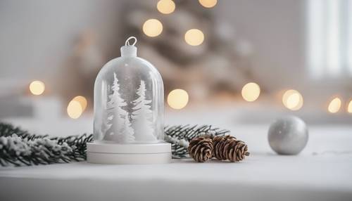 Interior minimalista nórdico com um toque de Natal: uma sala branca com uma decoração natalina simples