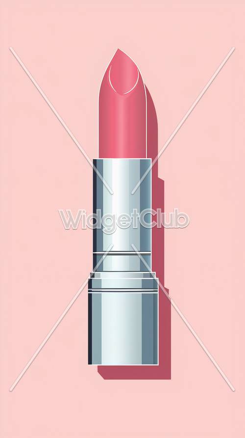 柔和的粉红色背景上的明亮粉红色唇膏