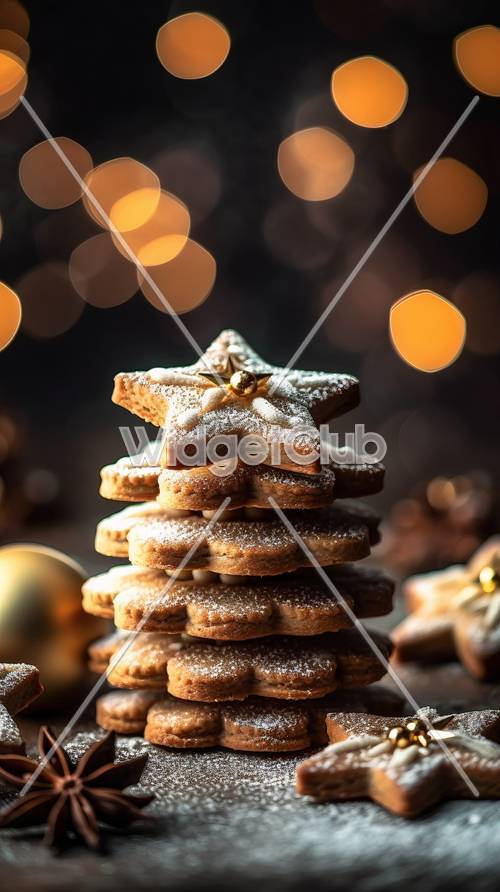 Pilha de biscoitos de Natal em formato de estrela