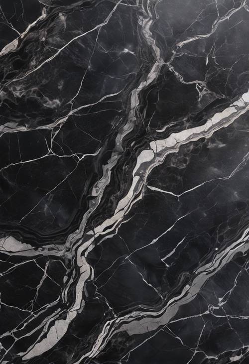 Black marble with subtle silver veins, forming an abstract pattern.