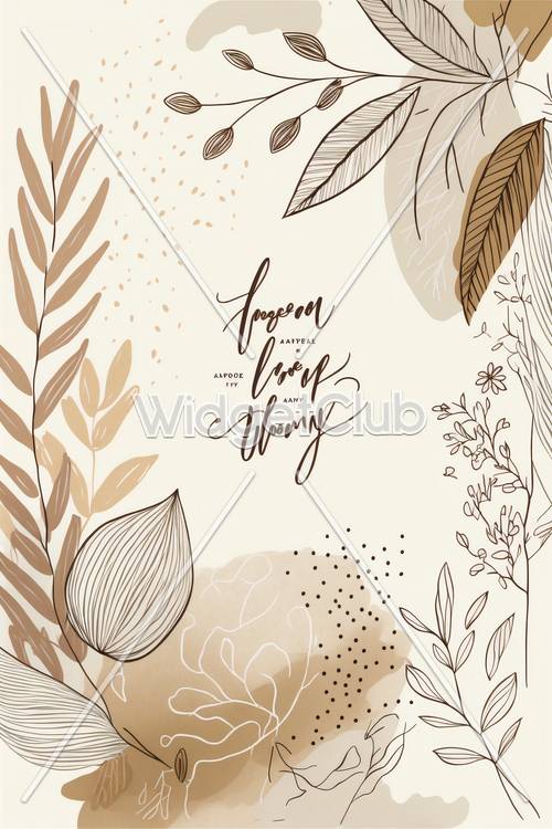 Decorative Leaves and Dots in Warm Earth Tones