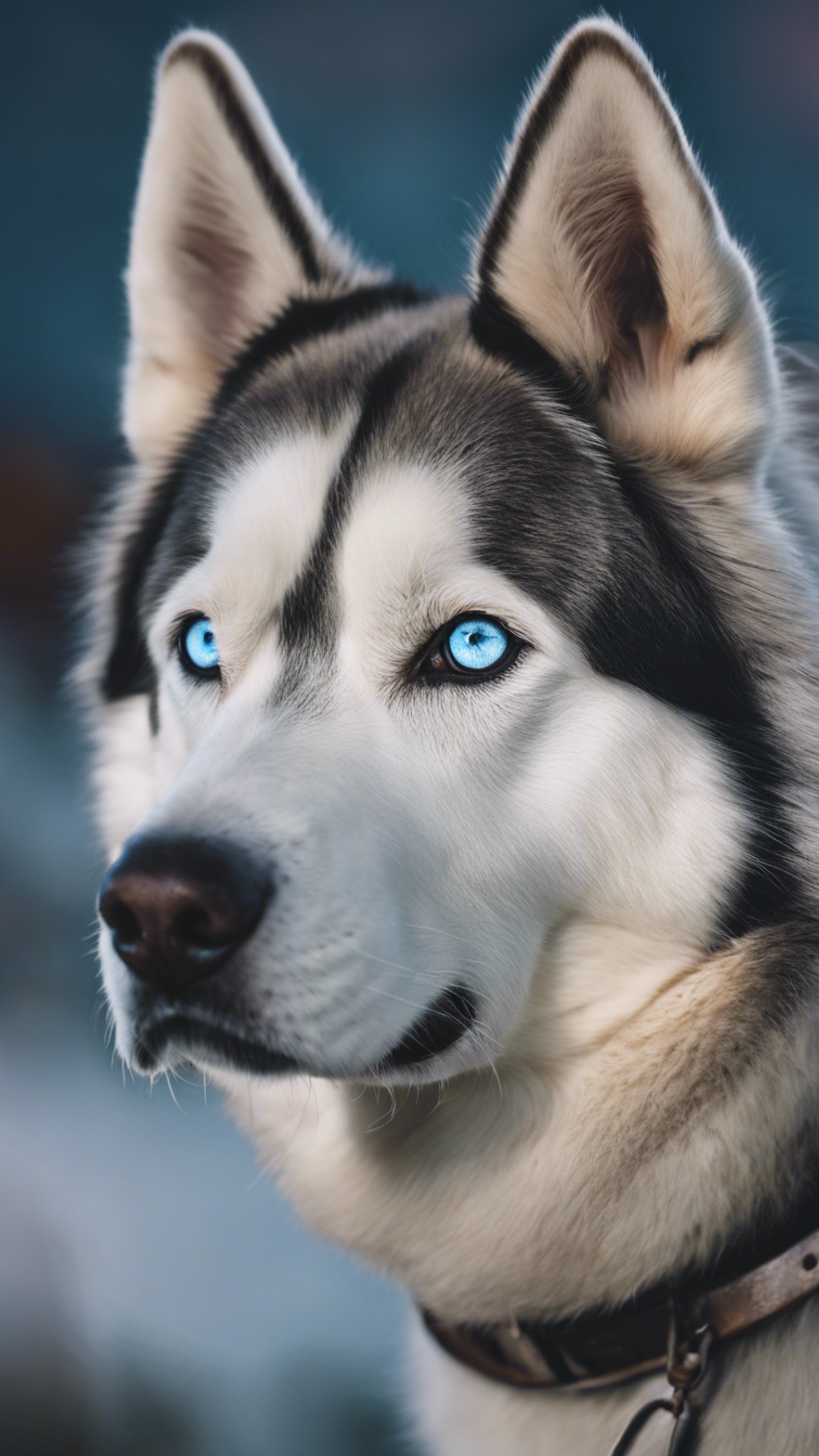 An intricate portrait of an elderly husky dog with steel blue eyes, illuminated by a soft evening light.壁紙[26f13a9f4a4a4bab9b9f]