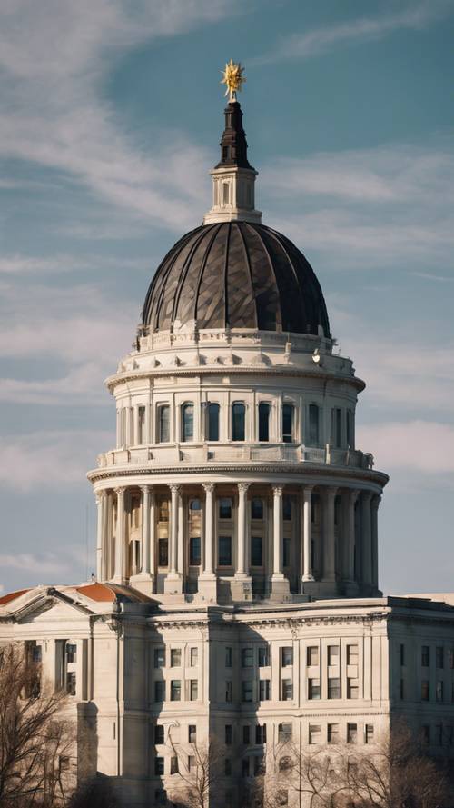 Wyraźna panorama Lansing w stanie Michigan z wyróżniającą się kopułą budynku Kapitolu.