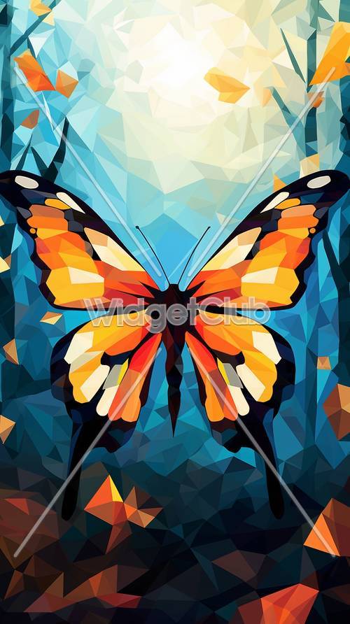 Farbenfrohe geometrische Schmetterlingskunst