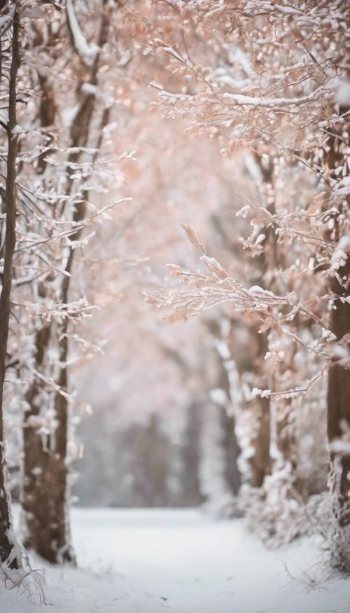 Un paraíso invernal representado en tonos de blanco y oro rosa.