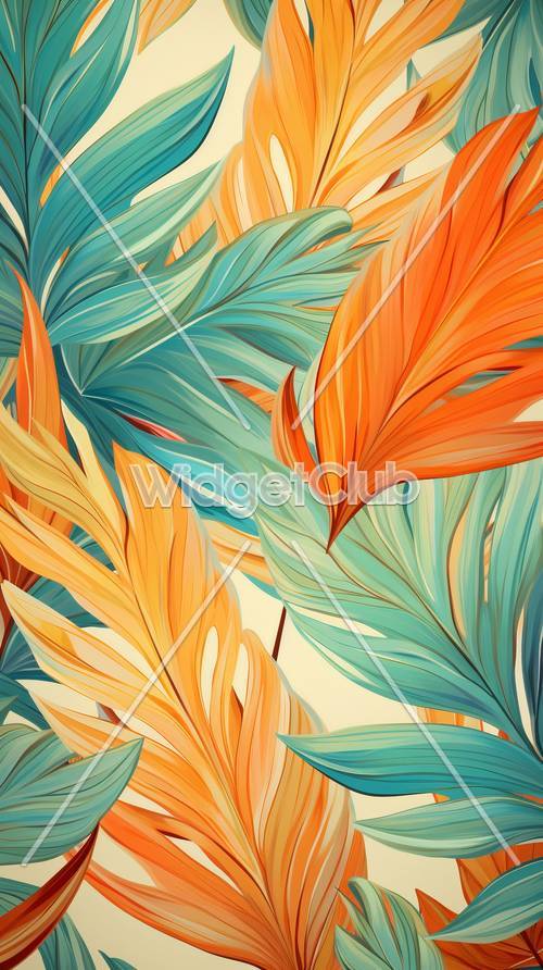 Colorful Feather-Like Leaves Design