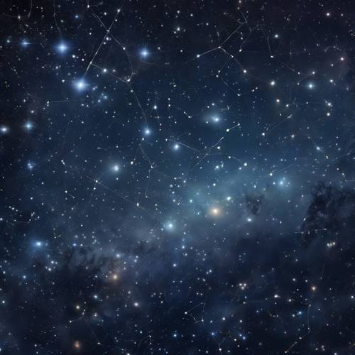 Небесная иллюстрация созвездия Большой Медведицы среди галактик и звездных скоплений.