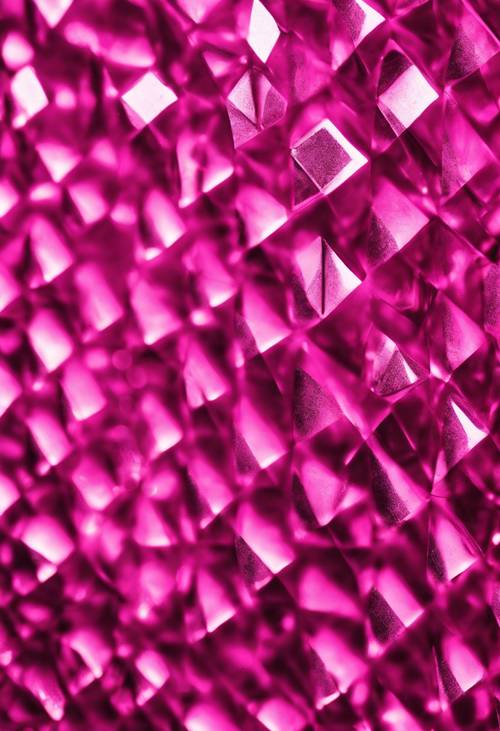 Un patrón repetitivo de diamantes a cuadros en un llamativo tono rosa intenso.