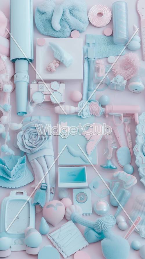 Эстетические аксессуары нежно-розового и синего цвета