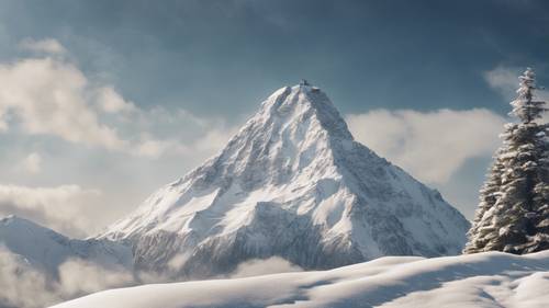 Una vista panoramica della cima di una montagna innevata con la scritta &quot;Prendi sempre la strada panoramica&quot;.