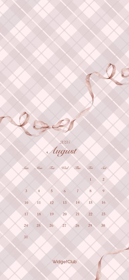 Elegant August Calendar with Ribbon Design