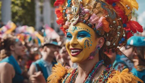 Suasana yang meriah dari Karnaval Budaya Berlin, penuh warna, antusiasme, dan keberagaman.