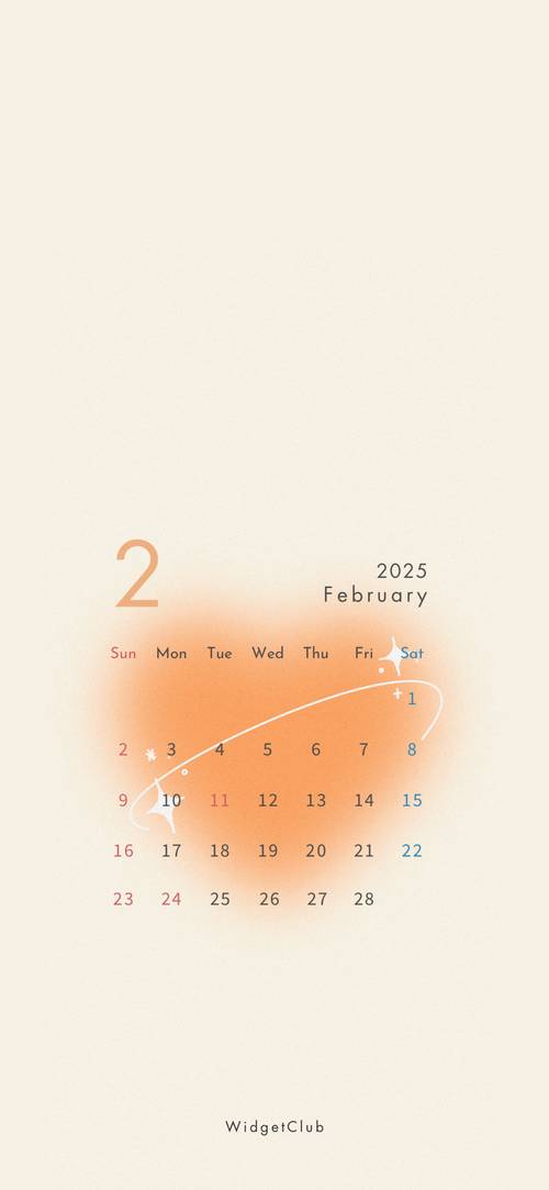 Orange Gradient February Calendar