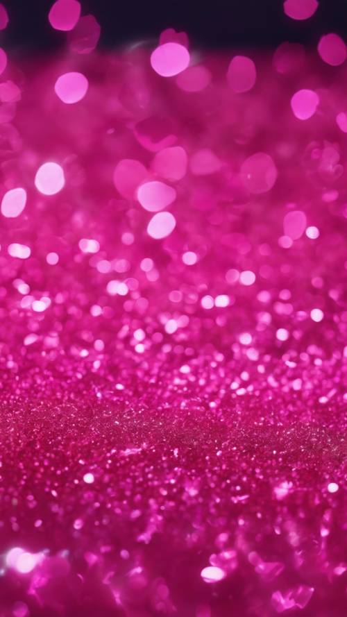 Uma cena de festa onde glitter rosa choque está girando no ar.