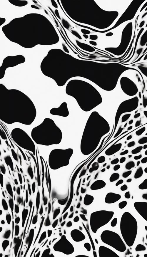 Un diseño abstracto, inspirado en las marcas únicas en blanco y negro de una vaca lechera.