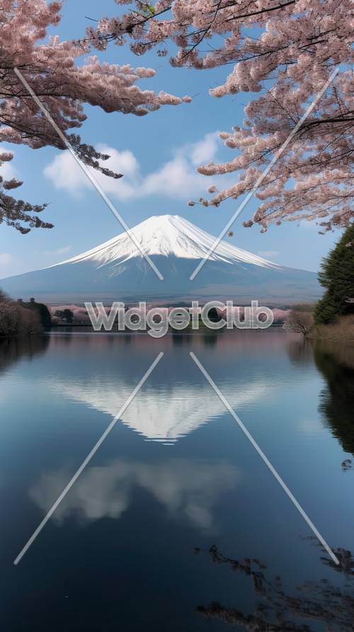 Il Monte Fuji nella riflessione primaverile