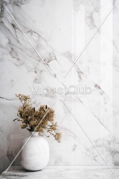 Marble Elegance with White Vase and Dried Flowers