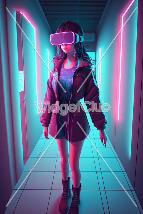 Neon Dream: una chica elegante en un entorno futurista