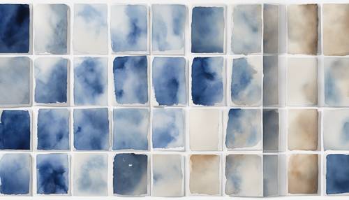 A muted, delicate blend of white and cobalt blue watercolors, structured in a seamless grid
