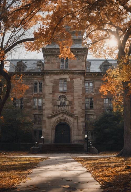 Un campus embrujado de la Ivy League, iluminado con el espíritu de Halloween.