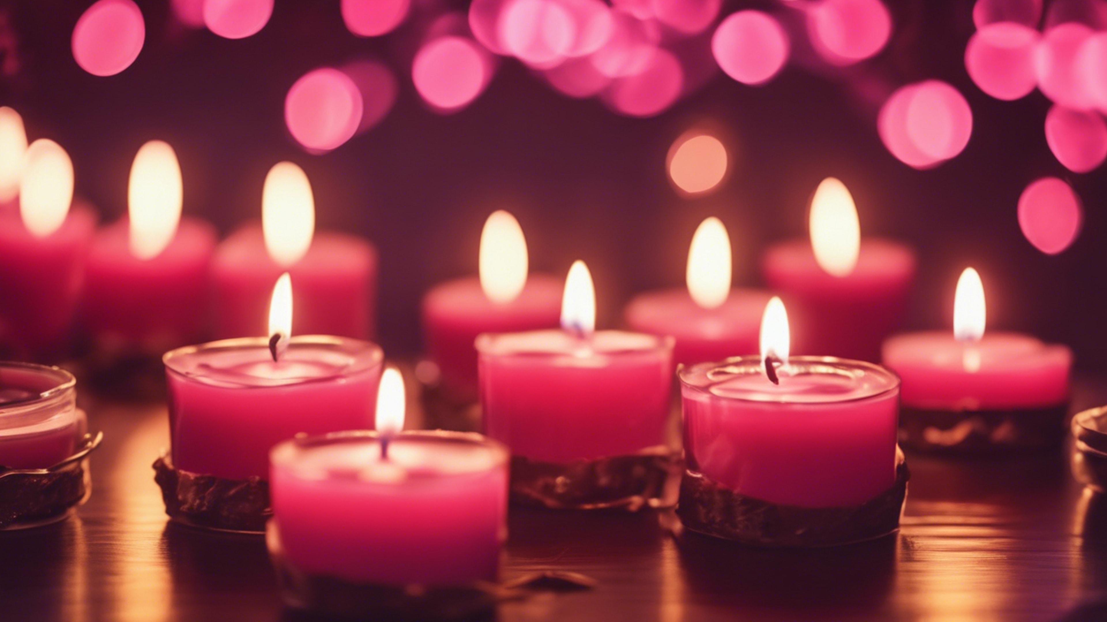 Candles with a cherry aroma and pink color, emitting a warm and cozy light.壁紙[7e452f65f84c49f29ab6]