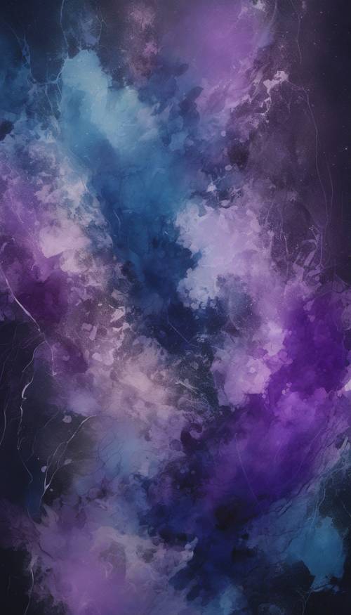 Uma pintura abstrata apresentando uma bela transição do azul escuro para o roxo.