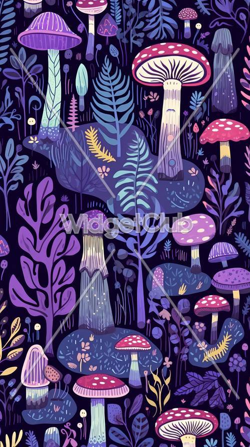 Design della foresta incantata e dei funghi