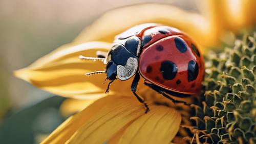 Il percorso di una coccinella su un girasole che compone le lettere di una citazione stimolante.