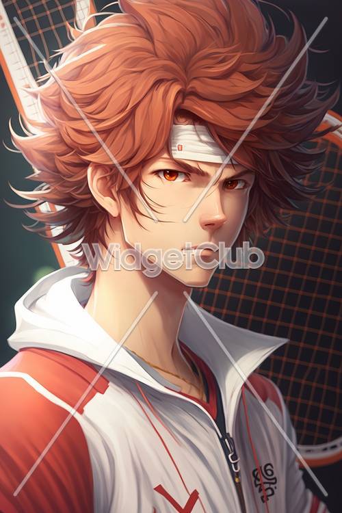 Cool Anime Boy with Fiery Hair and Determined Eyes