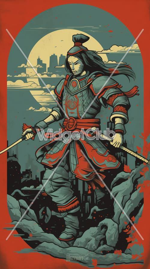 Guerreiro Samurai em posição de batalha