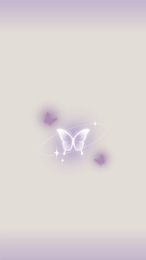 Shimmering Purple Butterflies on Soft Beige Background Тапет [c2a86703d1a24467afd0]