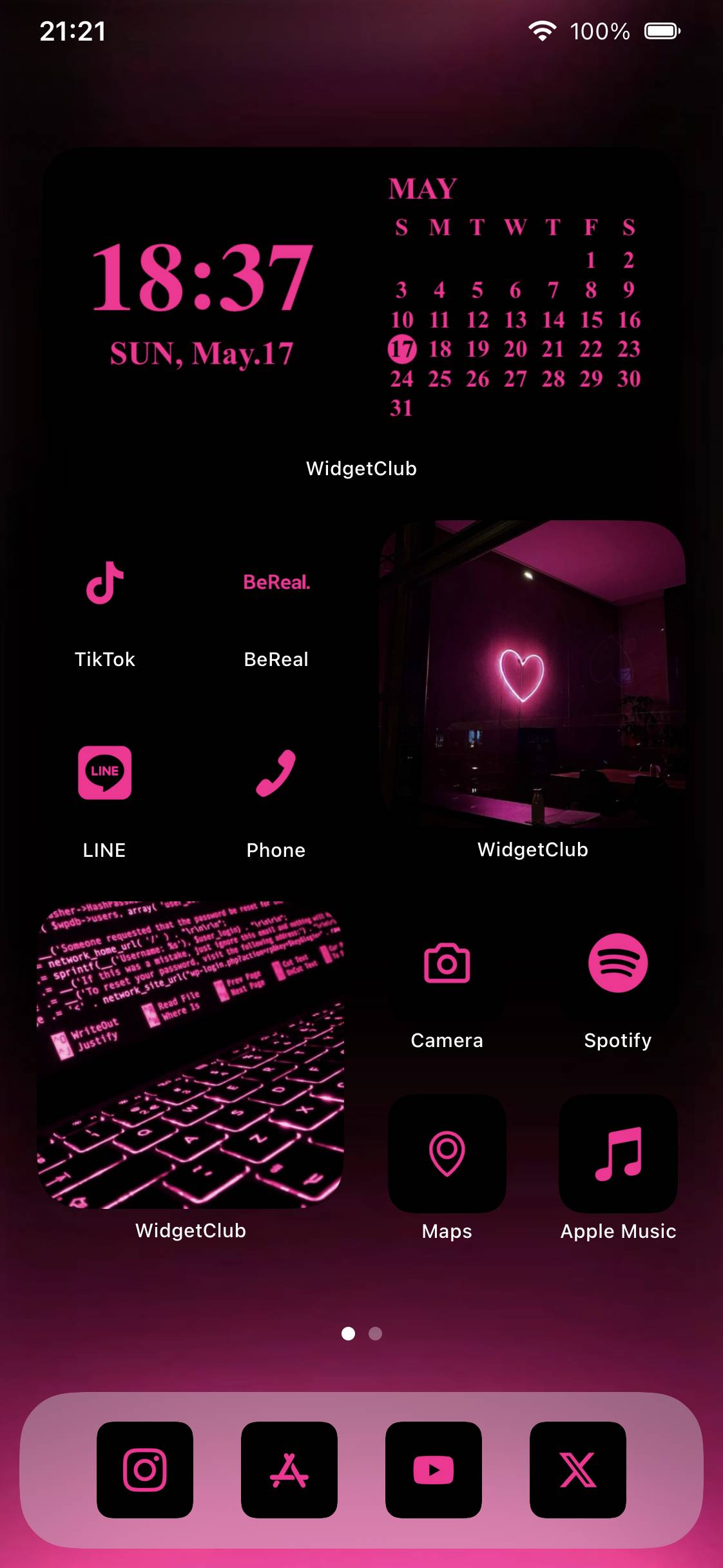 黒×ピンク🎱💗Home Screen ideas[L5VJDxSjNmzqF9rxWVCA]