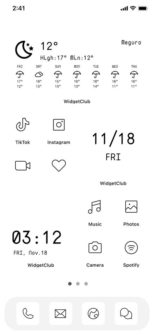 Simple white and black home screen theme